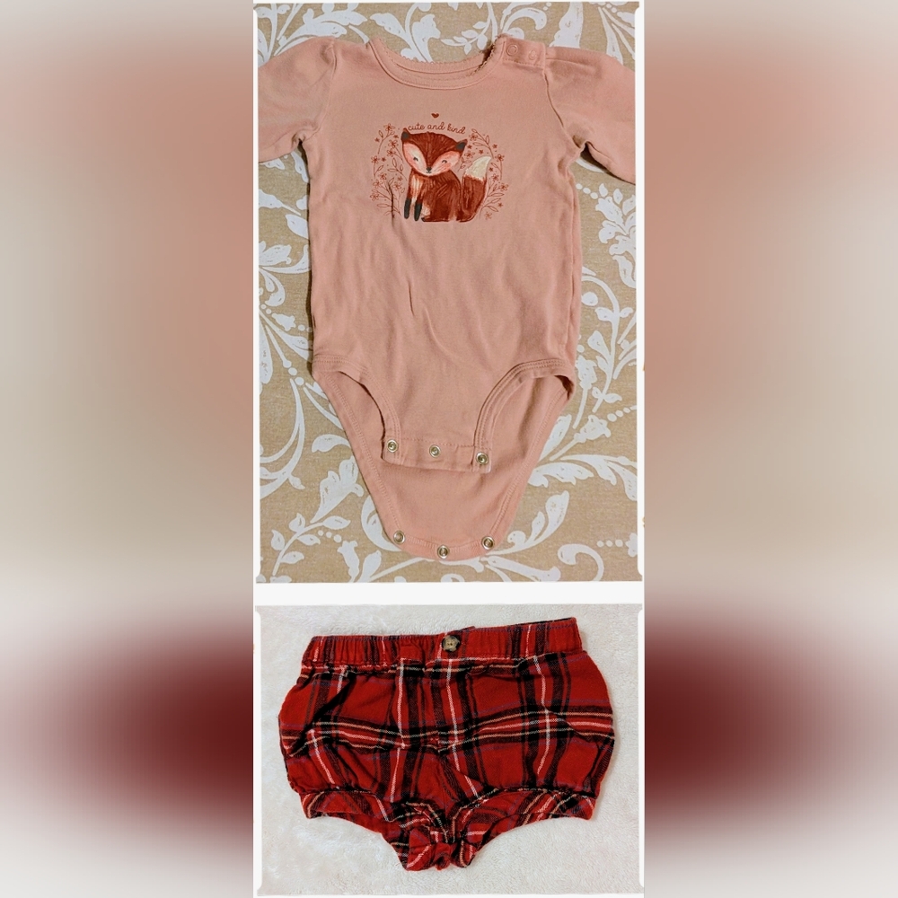 ✨3/$16✨Carter's Fox Graphic Bodysuit and Plaid Shorts